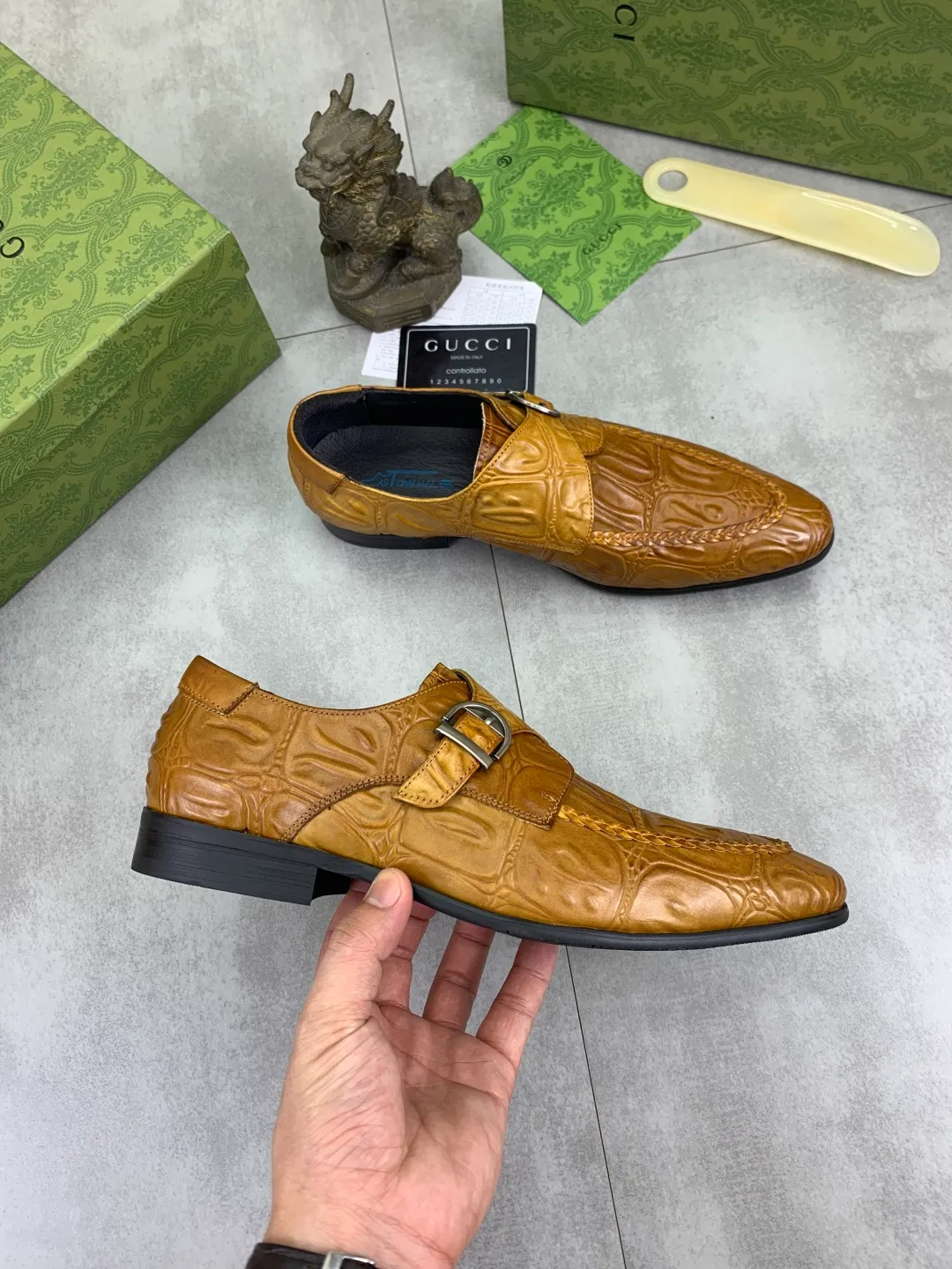 Men's Men's Shoes 💰P500 [New Style] 💰💎💎💎 [Gucci] GUCCI high-end men's formal business leather shoes, original order 1:1! Original imported high-end calfskin, original metal buckle, imported first-layer pigskin lining for feet, original high-end outsole, men's shoe size: 38-44